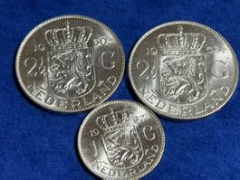 3 niederländische Münzen, Material unbekannt