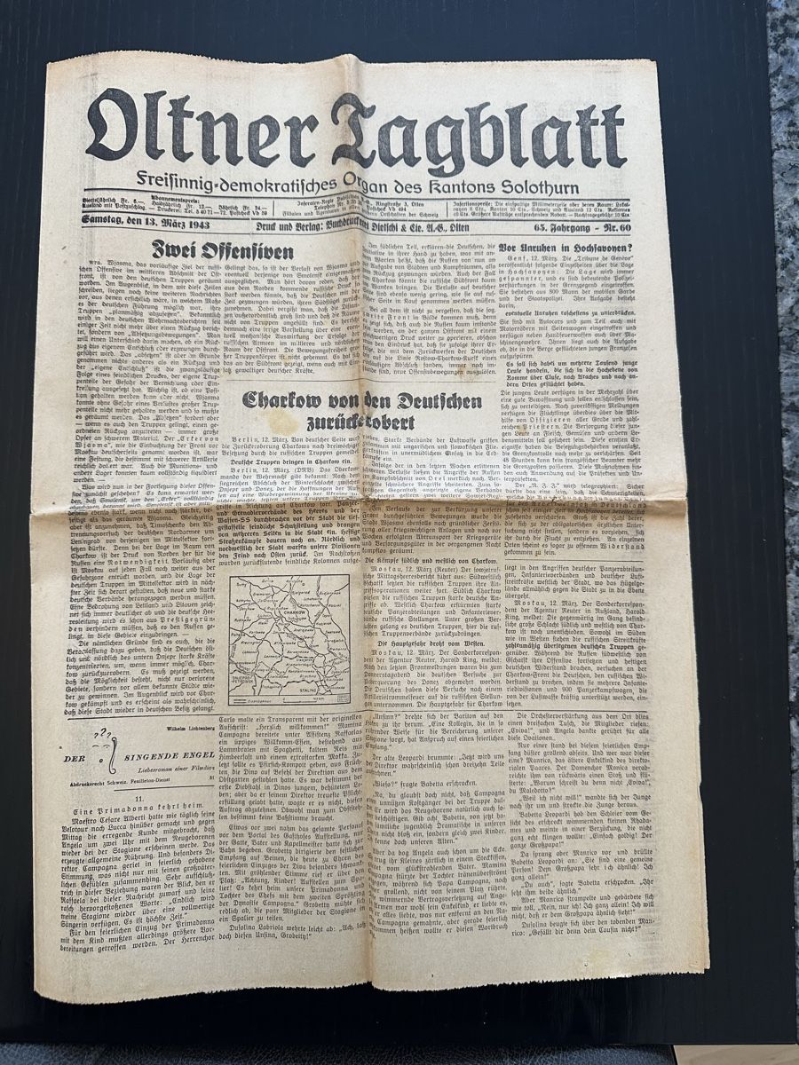 Riviste & Magazine: Oltner Tagblatt vom 13. März 1943 – Usato da Kappel SO venduto da pat_7gxd