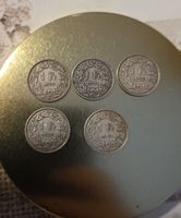 5 Schweizer 1 Franken Silbermünzen div. Jahrgänge