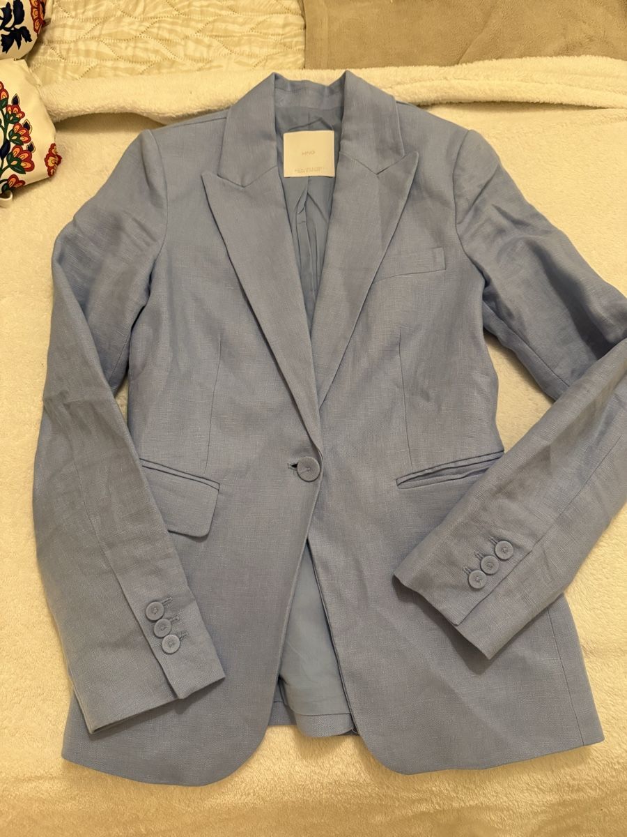 Mango Giacche: MNG Leinen Blazer, hellblau – Nuovo (secondo la descrizione) da St. Moritz venduto da ari_9fcv