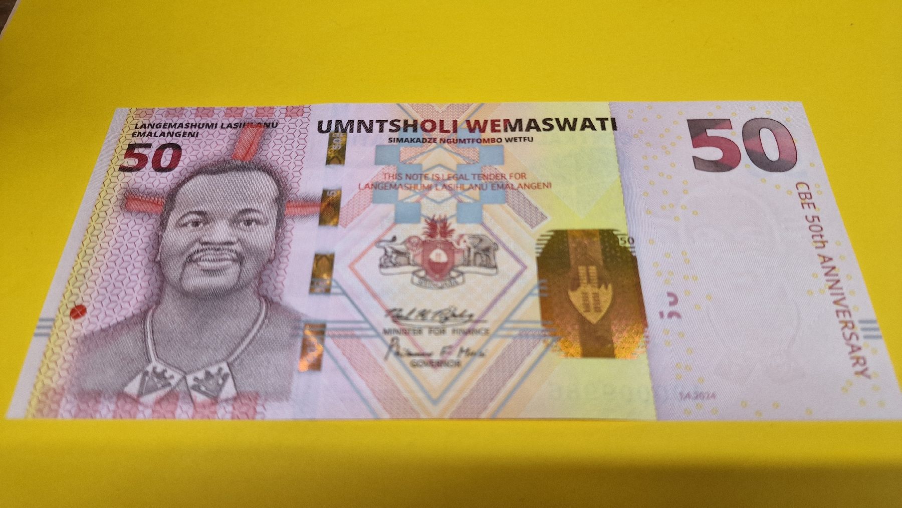 Billets de banque: 50 Emalangeni Eswatini 2024 – Neuf avec emballage d'origine à Herisau par Antiques.AR