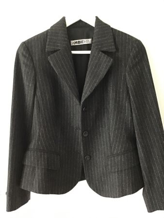 AMBIENTE DAMEN BLAZER ANTHRAZIT Gr. 36 gestreift Büro