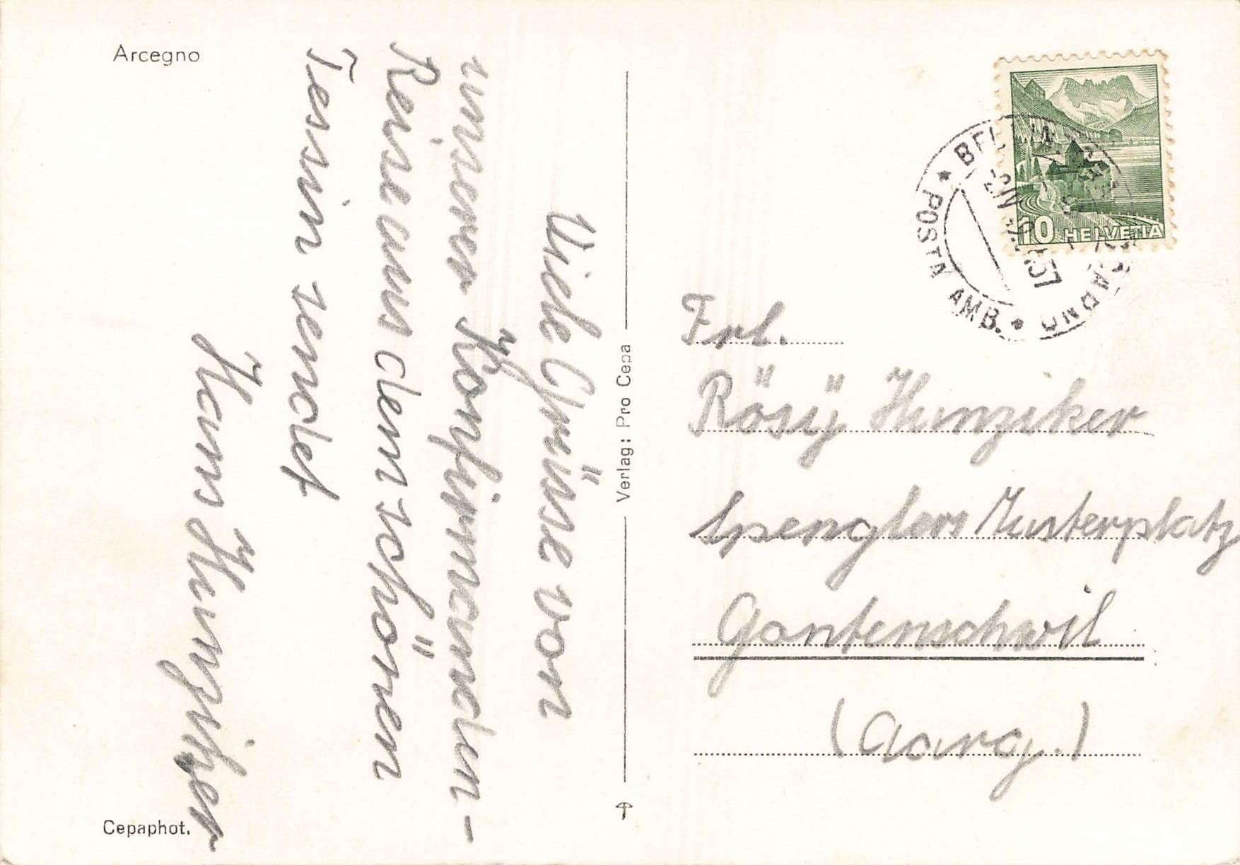 Cartoline postali: Arcegno formato grande – Usato da Biasca venduto da Blenio71 1