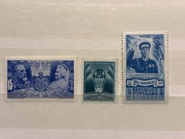 Timbres Roumanie 1939-1951, lot de 3, bon état