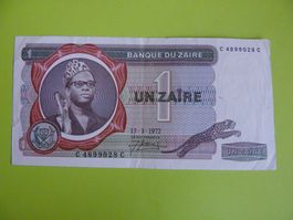 Banknote 1 Zaire 1972, Banque du Zaire, Top Zustand