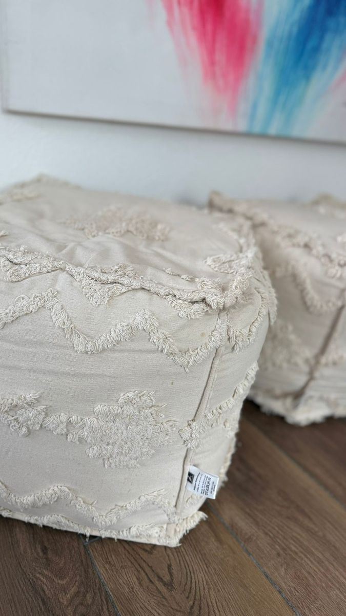 Sgabelli: 2 Sitzpouf / Hocker Boho Style, Beige – Usato da Lostorf venduto da aloe-top 2