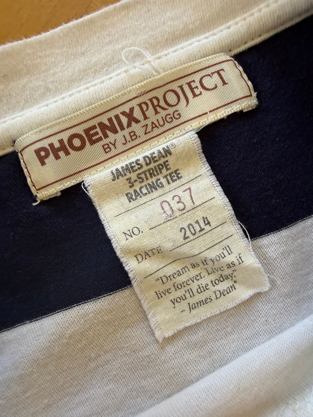 T-shirt: James Dean 3-Stripe Racing Tee, Phoenix Project, Grösse S – Usato da Bern venduto da patso 3