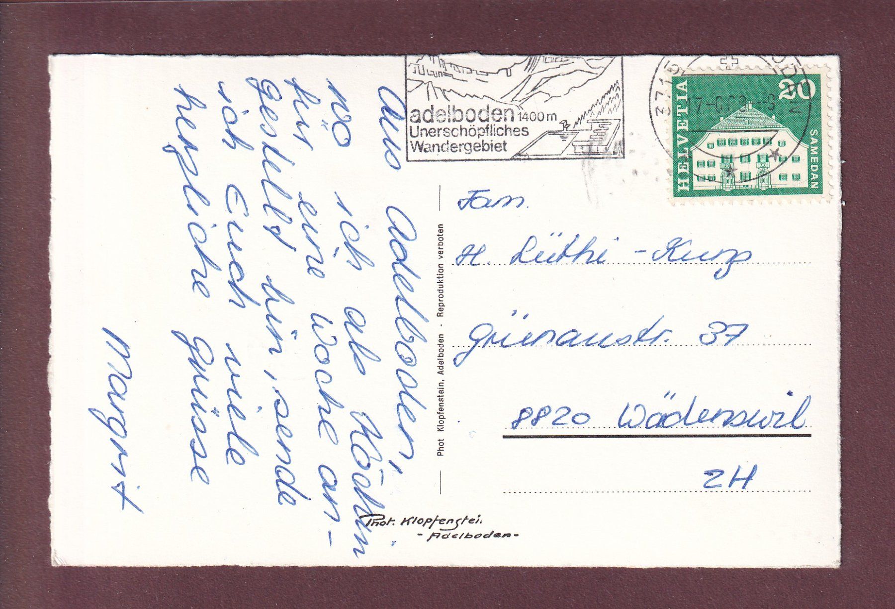 Ansichtskarten: ADELBODEN - Ferienheim - 1969 – Gebraucht aus Pully von nicecards 1