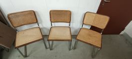 Set 3 vintage Chromstuhle Rattanstuhl 