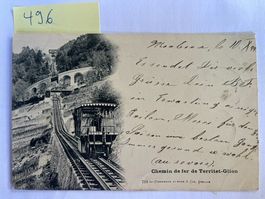 Alte Postkarte Grusskarte Chemin de fer Territet-Glion, 1899