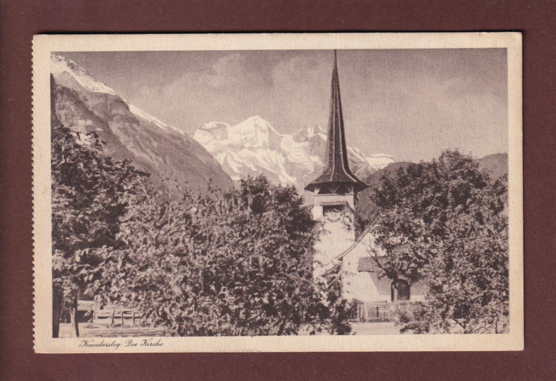 Cartoline postali: KANDERSTEG - Die Kirche - 1926 – Usato da Pully venduto da nicecards