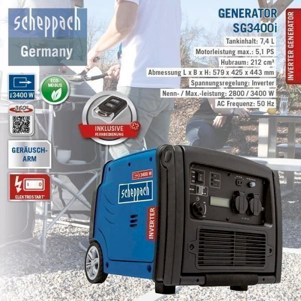 Scheppach Generatori di corrente: Scheppach Stromerzeuger SG3400i – Nuovo e nell'imballaggio originale da Bottighofen venduto da zaap 2