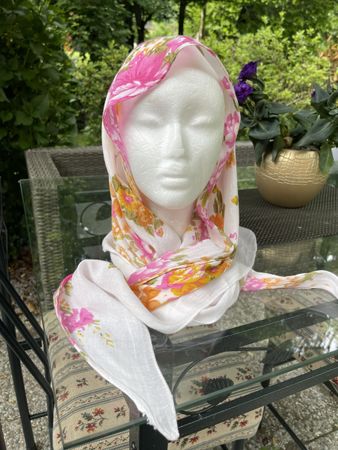 Sciarpa floreale- lino-foulard estivo da donna,ottimo! (5