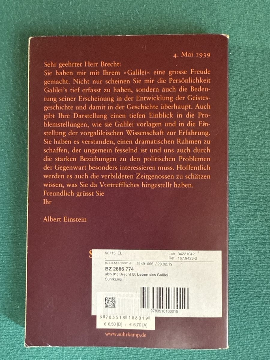 Bücher: Leben des Galilei - Bertolt Brecht – Gebraucht aus Widnau von Refik28 1