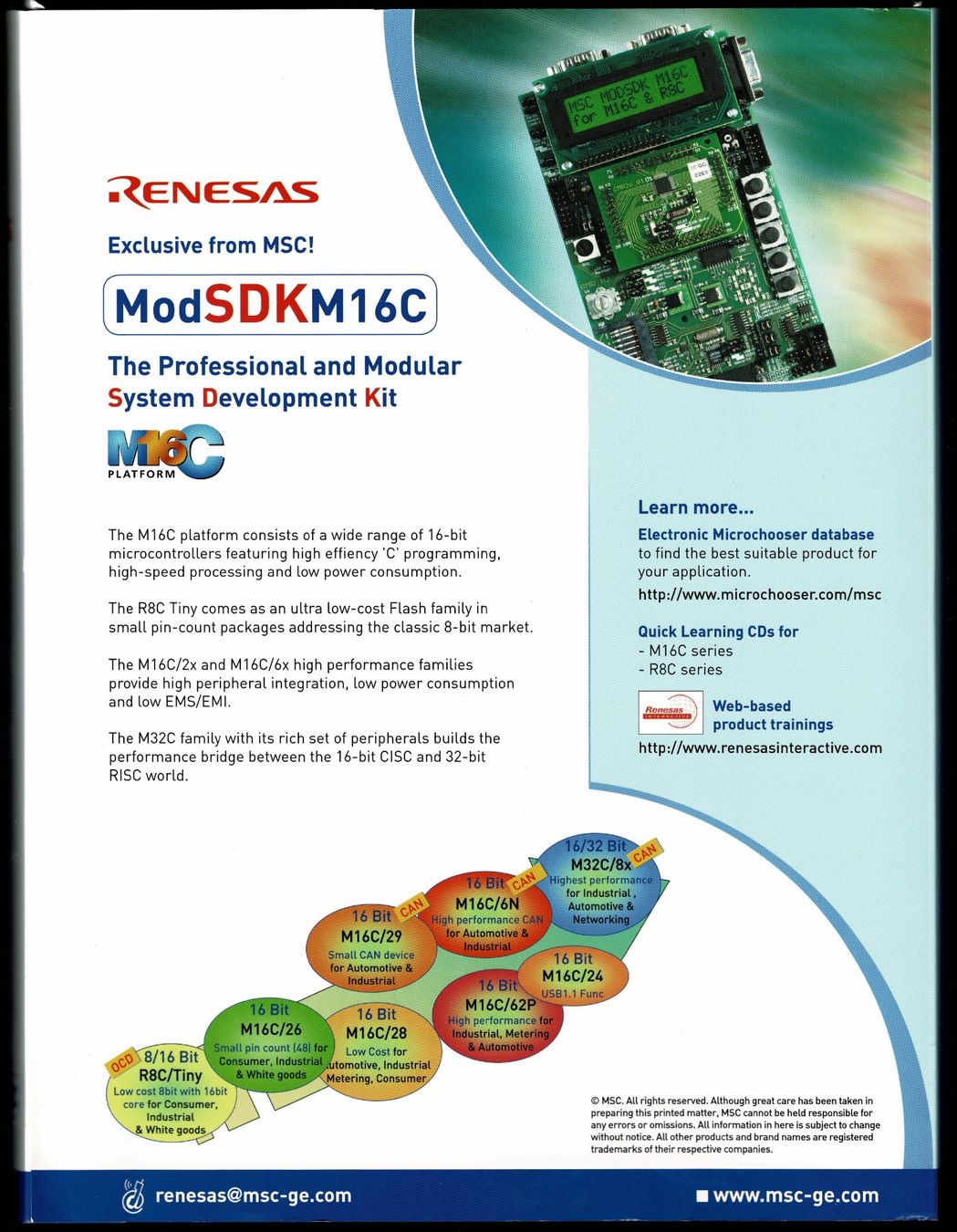 Componenti elettronici: RENESAS System Development Kit ModSDKM16C für CM16C28 uC – Usato da Hinwil venduto da RomRay 1