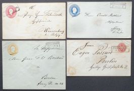 PREUSSEN: 4 Ganzsachen um 1854–1865