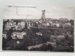 FRIBOURG  -  Le Grand pont suspendu  -  1913