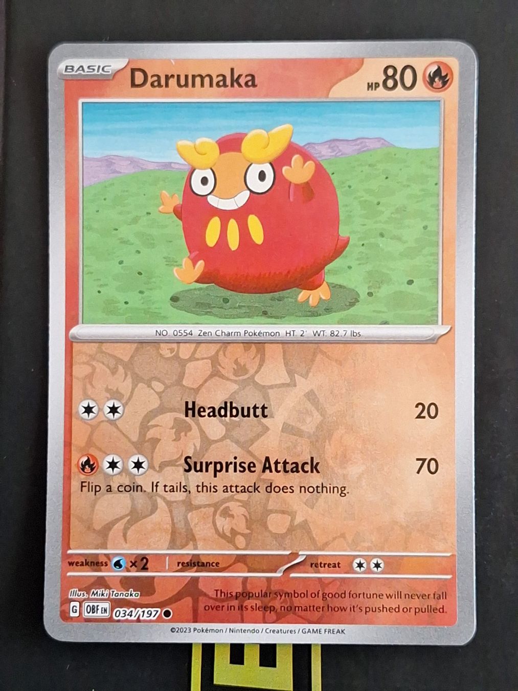 Pokémon Carte collezionabili: Darumaka - Pokemon Reverse Holo Obsidian Flames – Usato da Altstätten SG venduto da GGsGameshop