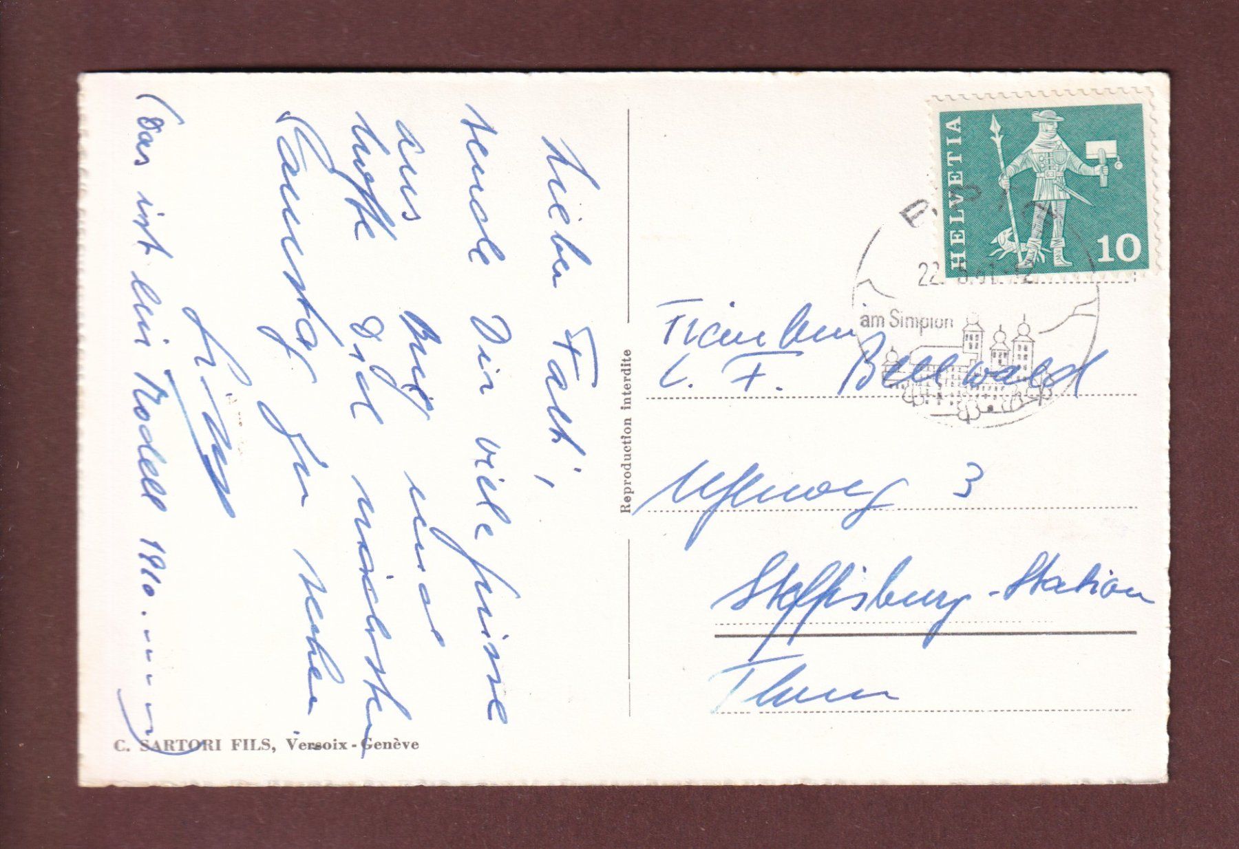 Cartoline postali: BRIG / BRIGUE - Diligence / Postkutsche - 1961 – Usato da Pully venduto da nicecards-shop 1