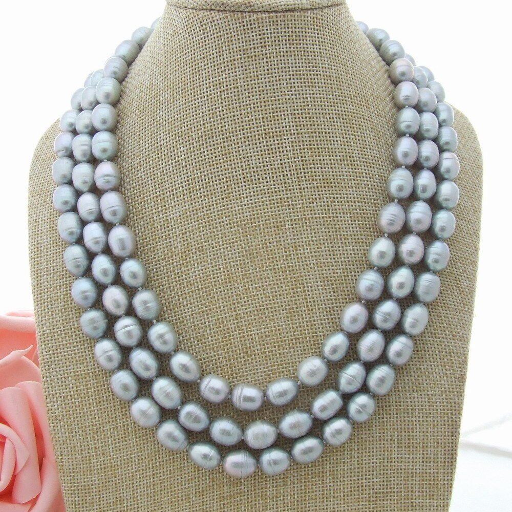 Ketten: Blume Lua Grau Perlen Kette Echt 1cm Collier Perle Halskette – Neu (gemäss Beschreibung) aus Prilly von ilyria73 4