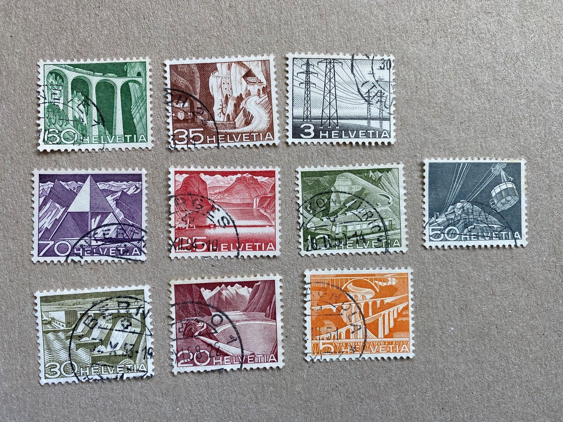 Alle Briefmarken: Lot Technik und Landschaft 1949 – Gebraucht aus Aarau von hilde47