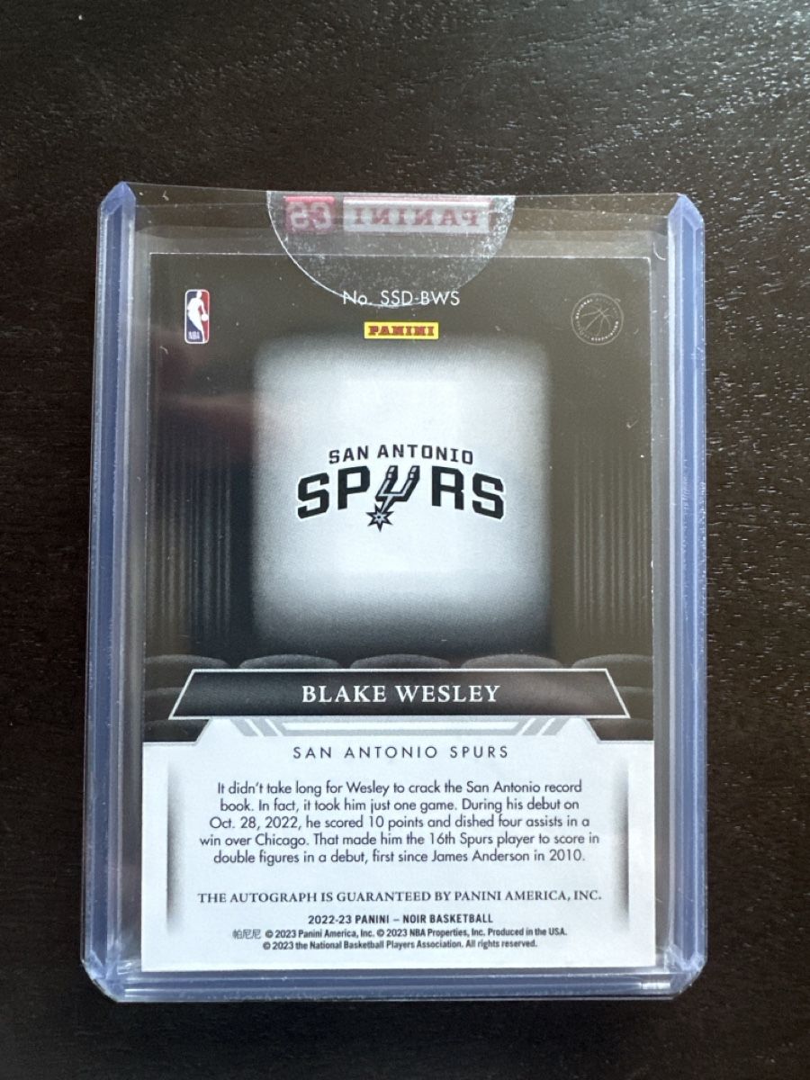 Nba Carte collezionabili: Panini Noir Blake Wesley Autograph RC Silver Screen Debut – Usato da Affoltern am Albis venduto da mr_choppa 1