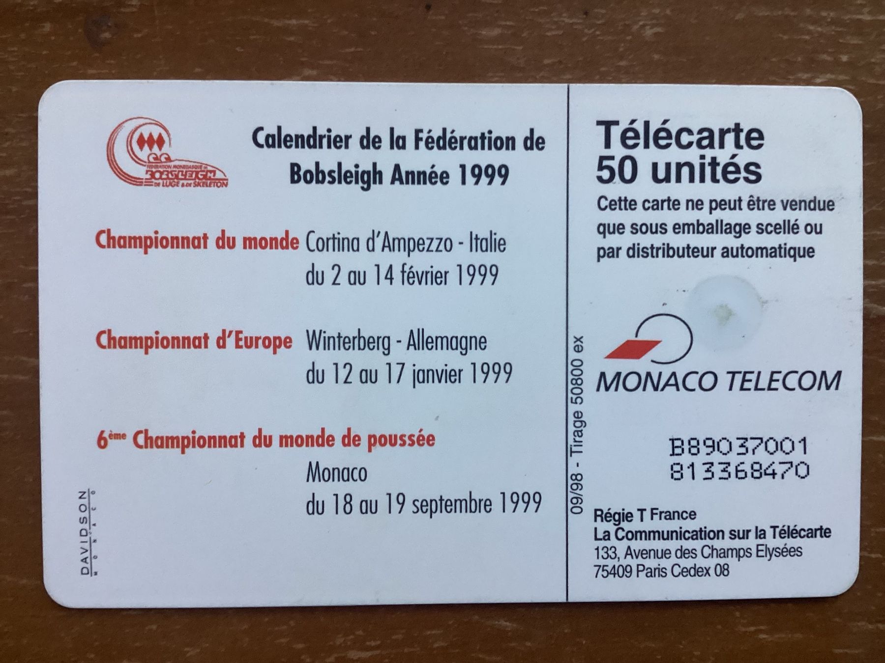 Telefon- & Taxkarten: Telefonkarte Monaco Bob – Gebraucht aus Zürich von tol_b7c7 1