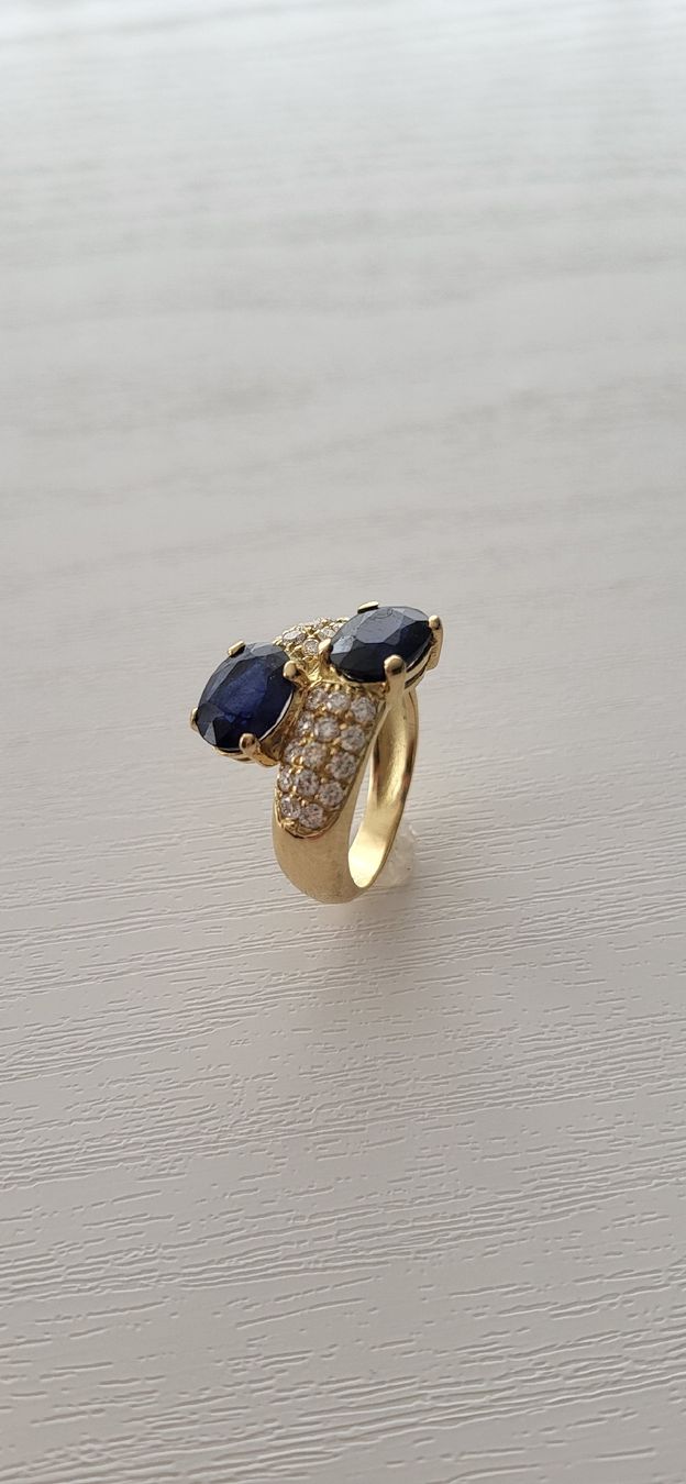 Anelli: Toller Safirring mit 28 Brillanten – Nuovo (secondo la descrizione) da Unterägeri venduto da Altgoldschmuck 2
