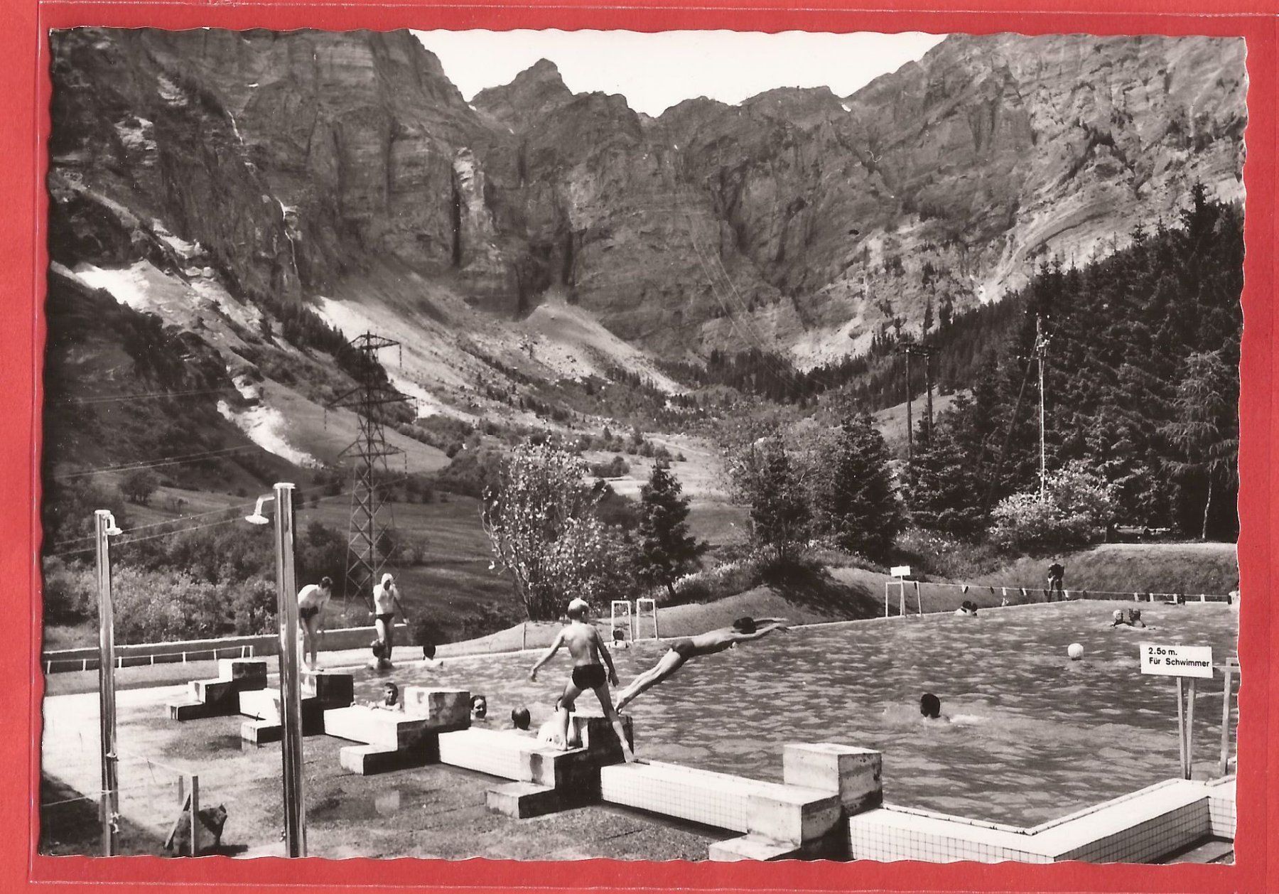 Ansichtskarten: Leukerbad - Thermal-Schwimmbad - ca. 1955 – Gebraucht aus Fislisbach von Porano