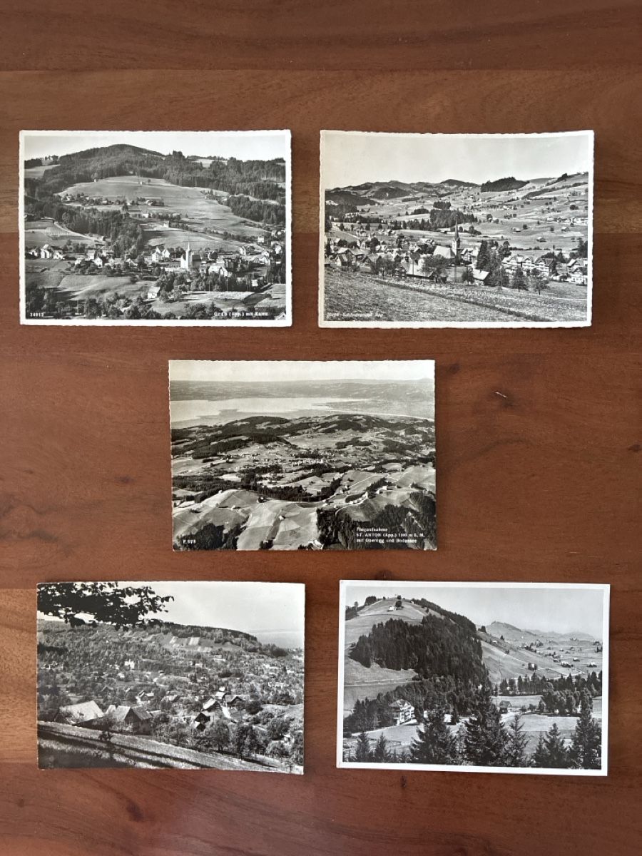 Cartoline postali: 10 Ansichtskarten Schweiz Panoramakarten Appenzell diverse  – Usato da Oftringen venduto da Cla.vD.74