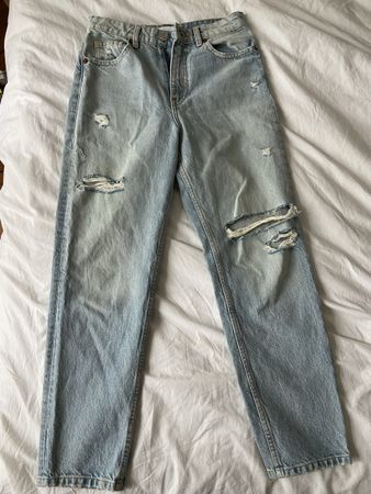 ZARA Jeans 36/S Riss-Optik hellblau für Frühling/Sommer! (55