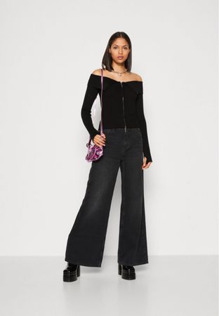 Flared Jeans  / Culotte - black denim