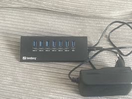 Sandberg USB 3.0 Hub 7 Port Netzteil guter Zustand