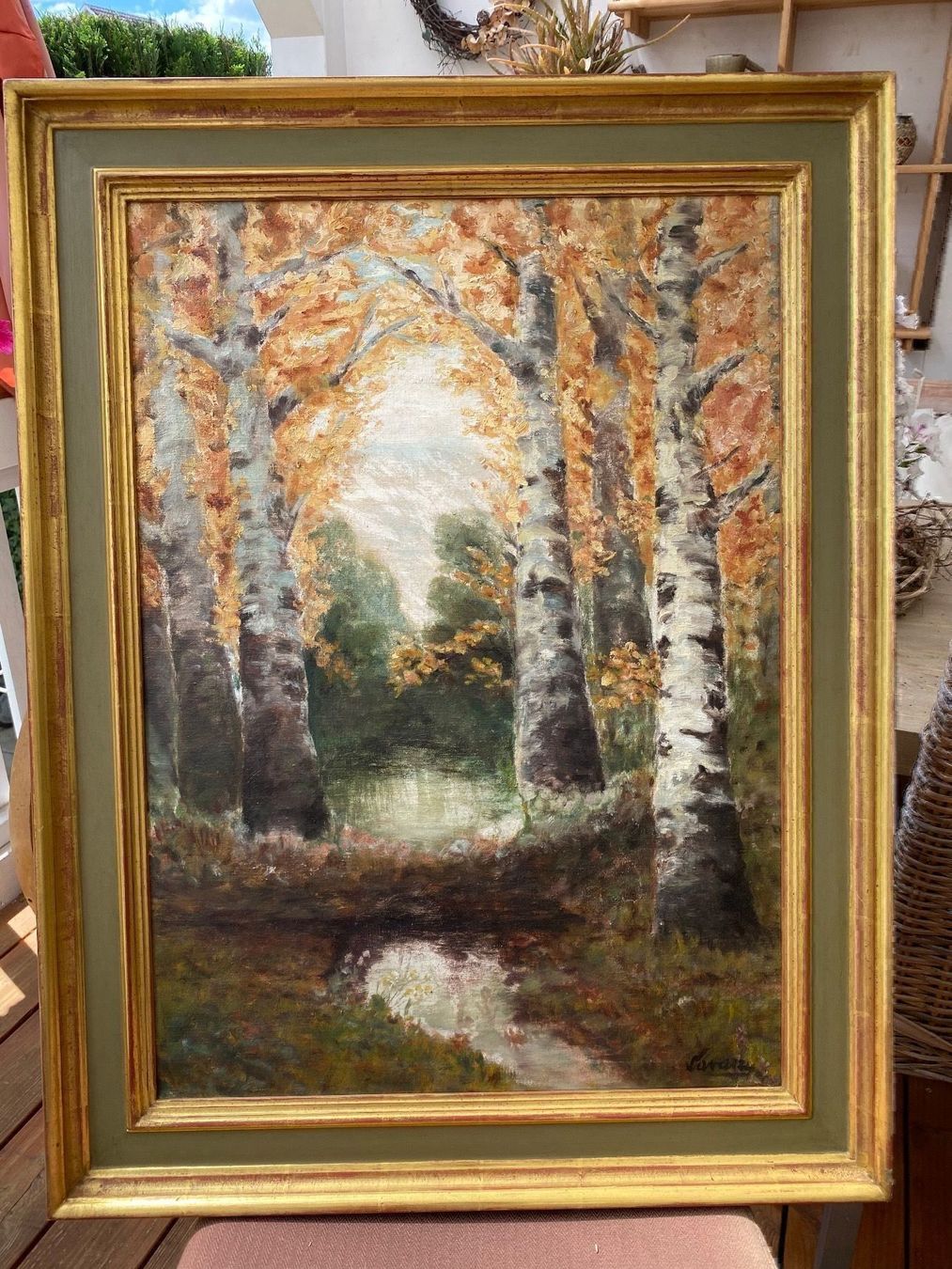 Dipinti: Antikes Ölbild Birkenwald mit Bach – Usato da Rünenberg venduto da Fendi02