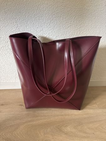 Handtasche Schultertasche Kunstleder Bordeaux Rot 