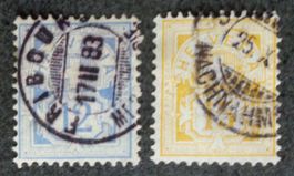 1882: Chiffre, papier blanc, 12 c, 15 c (trace de pli), O