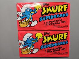 Smurf Schlümpfe Supercards 1982, 2x Originalverpackt, Topps