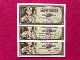 Belgrad 1981 - Jugoslawien - 3 x 10 Dinara aUNC