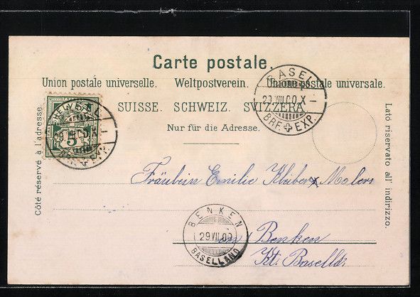 Cartoline postali: Litho Basel, Wettsteinbrücke, Postgeb – Usato da Berlin venduto da bartko-reher 1