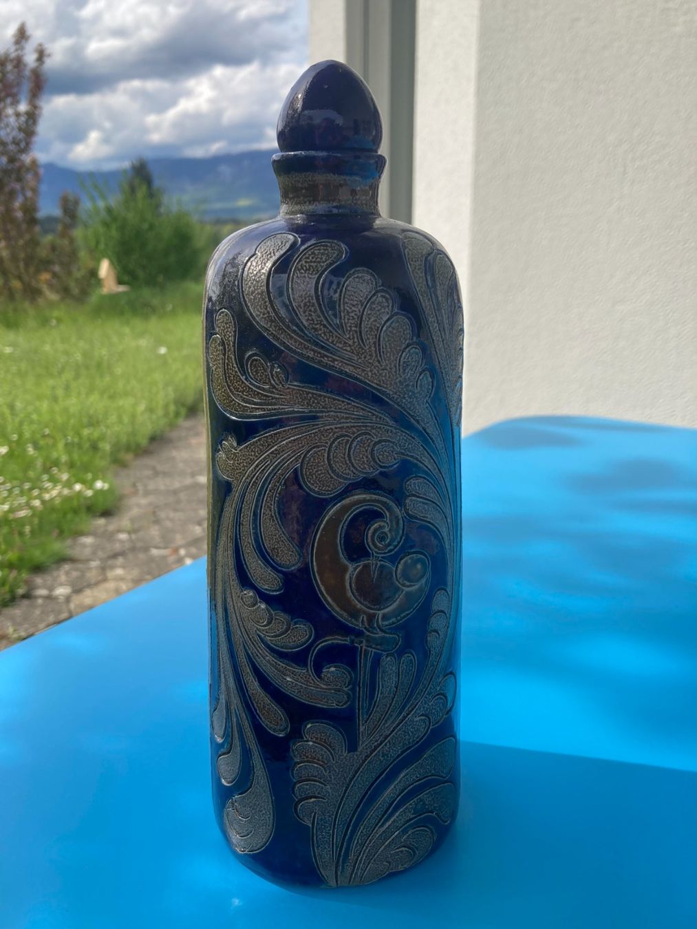 Altro: STEINGUT  FLASCHE  MIT  KORKZAPFEN   HANDARBEIT – Usato da Subingen venduto da ArtBead 2