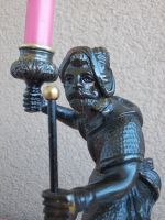 23,5cm Vollguss Bronze Leuchter Figur *DER WANDERER* 2560gr.