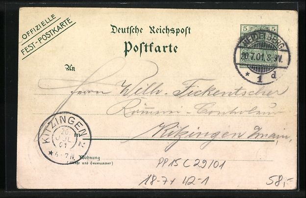 Ganzsachen: Litho Ganzsache PP15C29/01: Heidelberg / – Gebraucht aus Berlin von bartko-reher 1