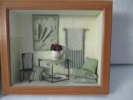Vintage Diorama Zimmer Wanddisplay Bildbox grün