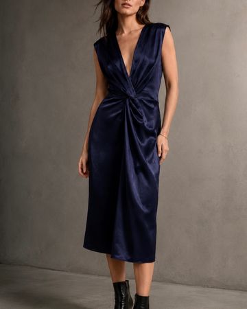 Sid Neigum Twist Front Hammered Satin Dress - Gr. S
