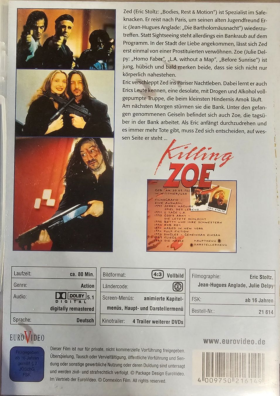 Tutti i DVDs: Killing Zoe – Usato da Wahlen b. Laufen venduto da Cg10 1
