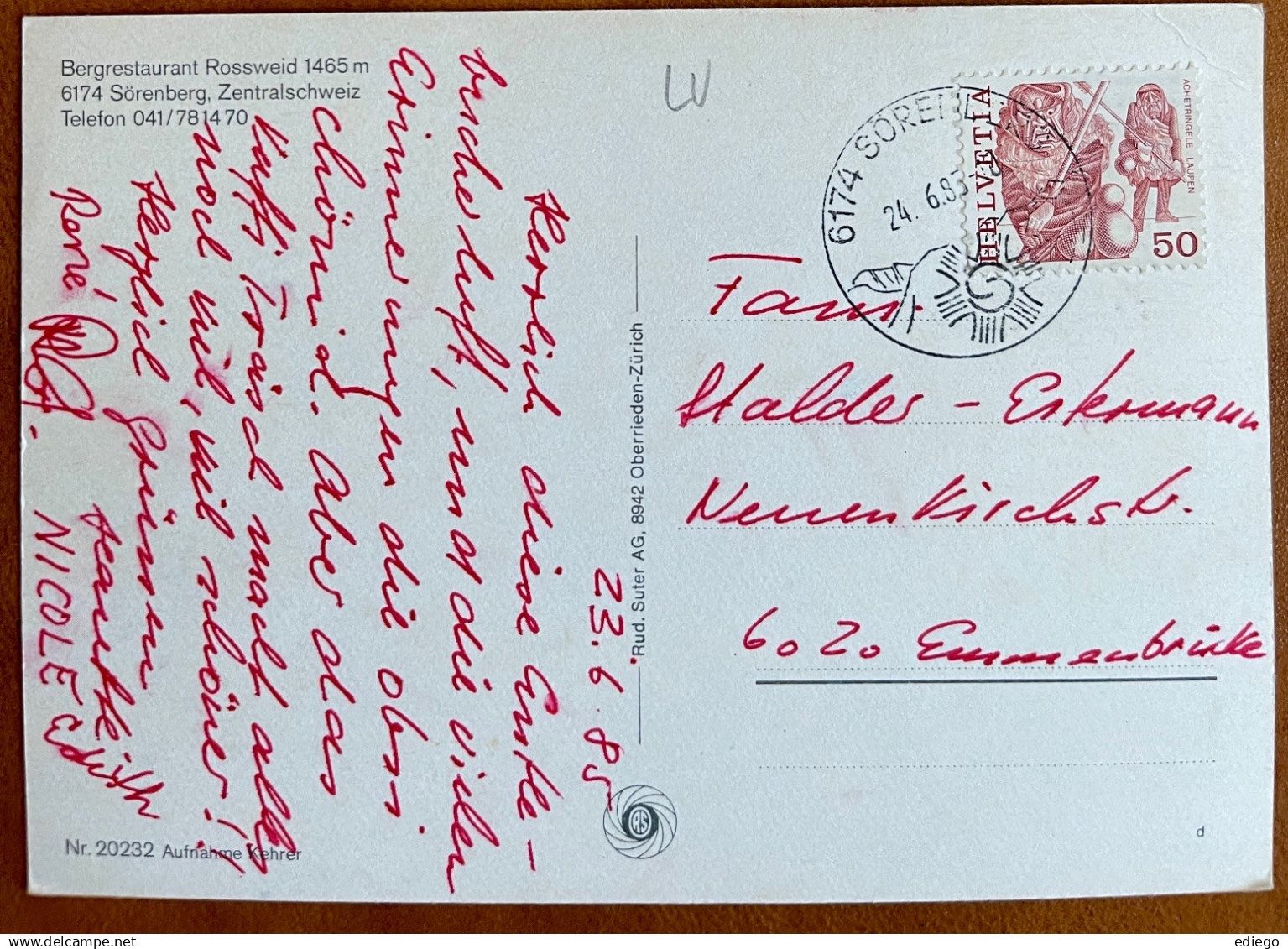 Cartoline postali: AK: Sörenberg - Bergrestaurant Rossweid – Usato da Lutry venduto da Ediego 1