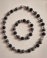 Halskette und Armband aus Fimo und Glasperlen