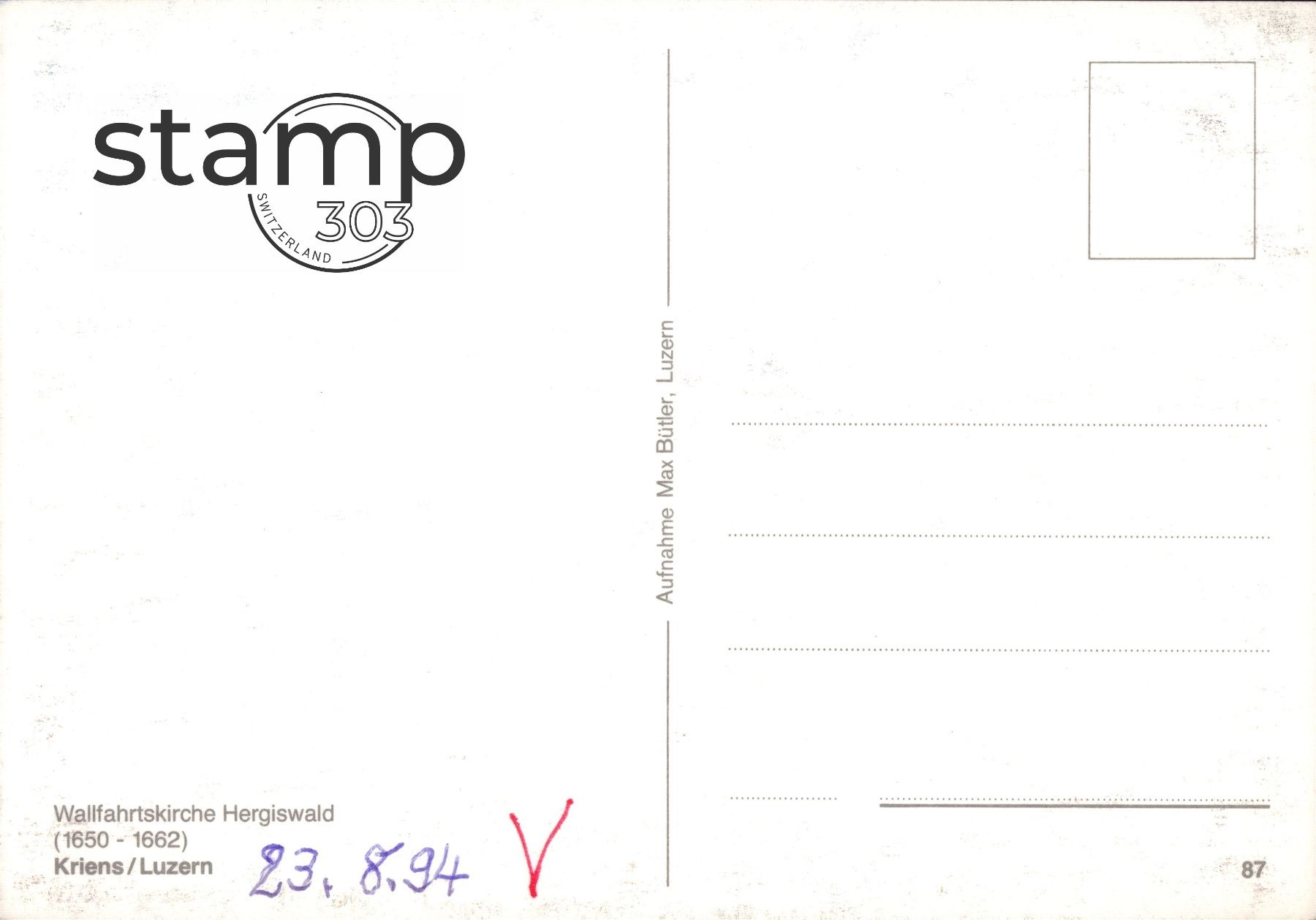 Cartoline postali: 1994 AK Hergiswald Wallfahrtskirche – Usato da Eggersriet venduto da stamp303 1