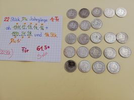 Schweizer Silbermünzen 22x 1Fr. div. Jahrgänge Top!