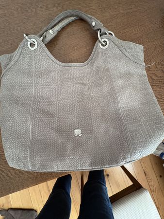 Handtasche geflochtene Optik grau gebraucht 40 cm breit